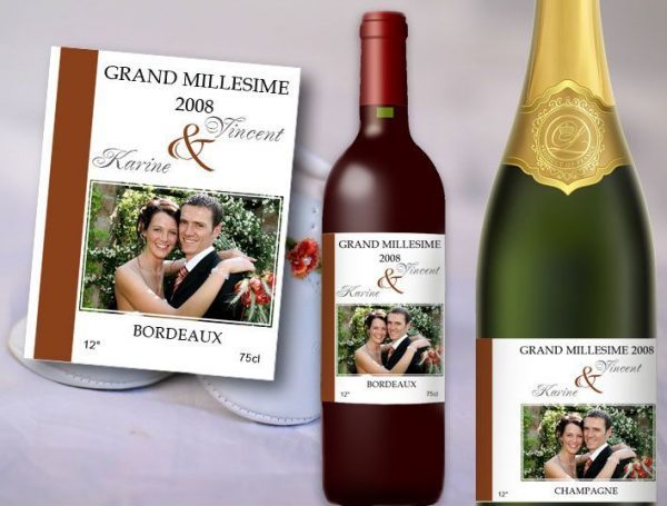 etiquette bouteille mariage vin et champagne providence