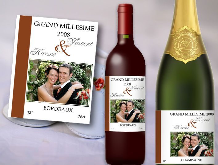 Etiquettes personnalisées pour bouteilles de vin de mariage, bouteilles de  champagne de mariage personnalisées
